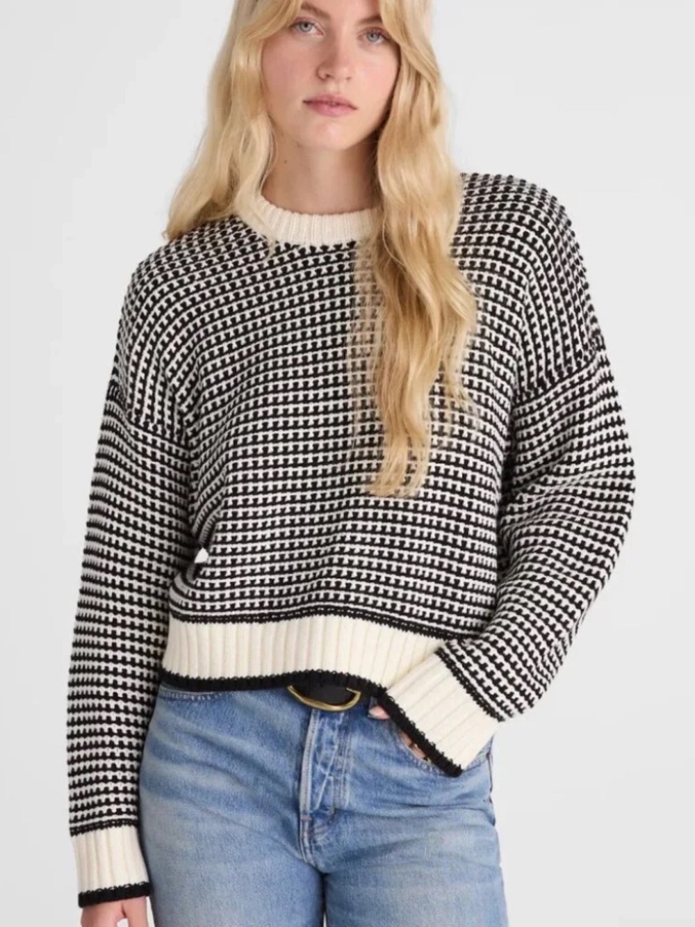 NWOT Madewell M Textured-Stitch Crewneck Sweater in 100% Cotton